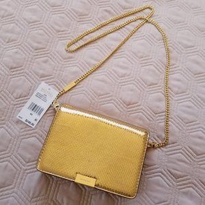 New Michael Kors gold leather Crossbody/clutch bag